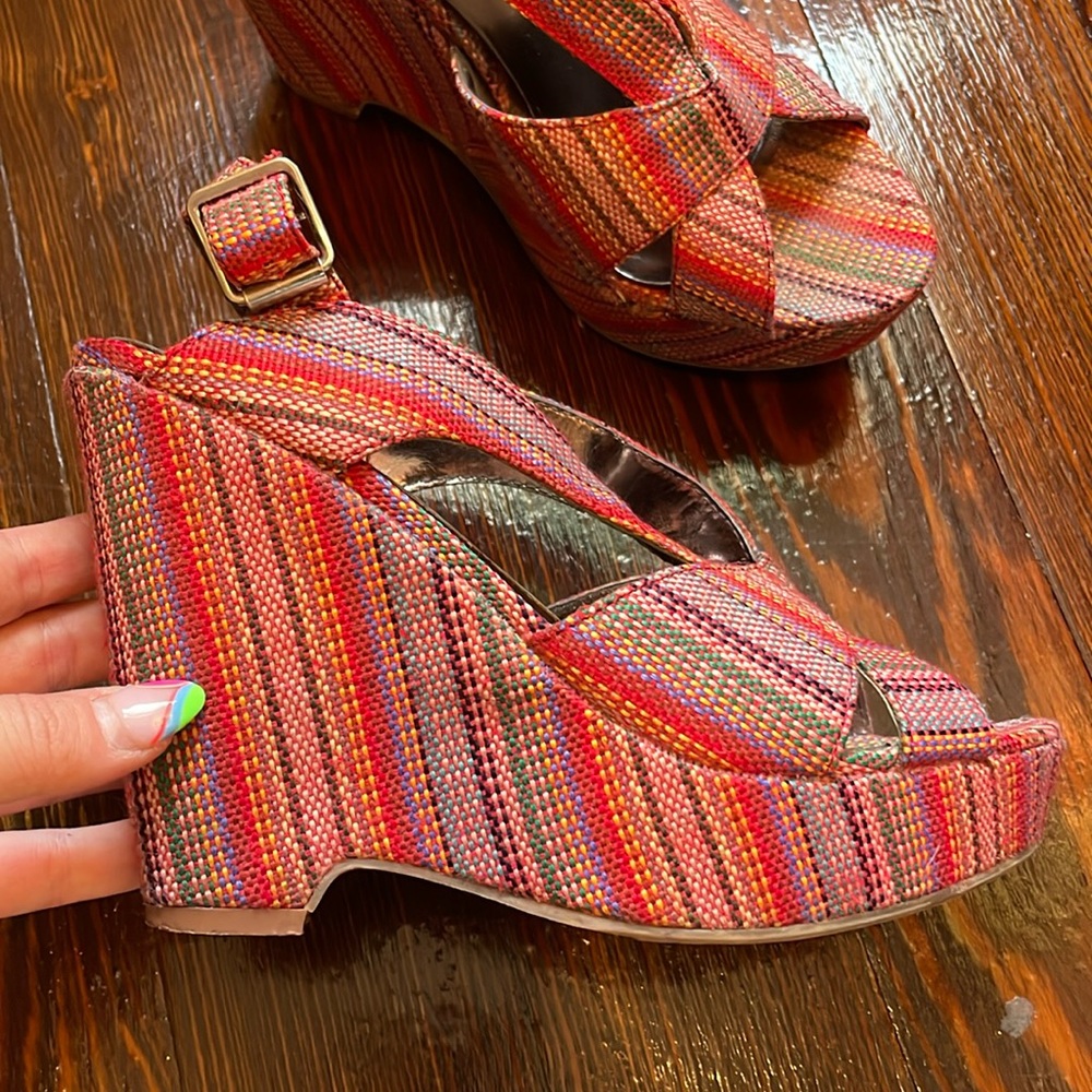 Colorful wedged heels